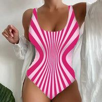 Sexy Sling One-piece Striped Printed Swimsuit