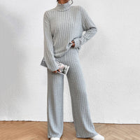 Autumn And Winter Leisure Turtleneck Knitting Long-sleeve Suit Women's Sweater Loose Trousers Two-piece Set