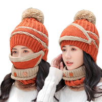 Warm knitted cotton hat suit