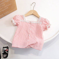 Girls' One-shoulder Puff Sleeve Top Korean Style