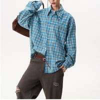 American-style Trendy Plaid Long-sleeve Shirt Jacket