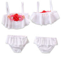 Girl swimsuit white flower swimsuit