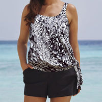 Digital printing slim split swimsuit