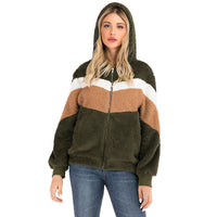 Long sleeve spliced fur coat
