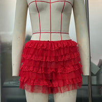 Flounced Wave Solid Color Lolita Low Waisted Shorts