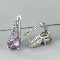 AutumnWinter Accessories White K-Gold Inlaid Round Amethyst Ear Clips