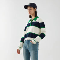 Loose Personality Trendy Girls' Autumn Salt Striped Sweater Retro