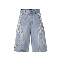 High-Street Nostalgic Washed Straight-Leg Sophisticated Casual Short Denim Jeans