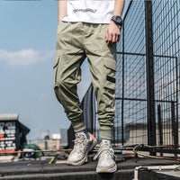 Multi-pocket hip-hop cropped cropped overalls