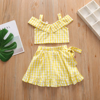 Two-piece skirt with flying sleeves and ruffles