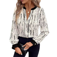 Elegant Womens Long-Sleeve V-Neck Top