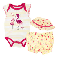 Three-piece Printed Romper Baby Cotton Cartoon Romper Pants Hat