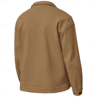 Mens Stylish Casual Wool Coat With A Lapel