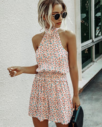 Floral halter strapless women's jumpsuit