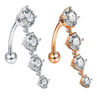 European And American New Style Golden Zircon Crystal Belly Button Ring