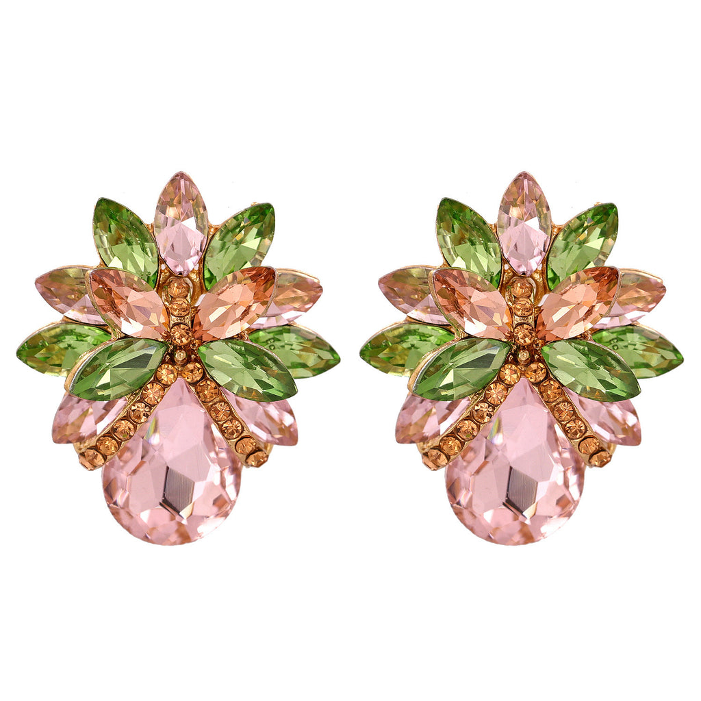 New Fashion Women's Personality Flower Rhinestone-embedded Earrings