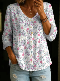 Women's Fashion Round-Neck Printed Plus-Size Shirt