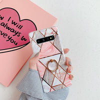 Marble splicing geometric electroplated mobile phone case