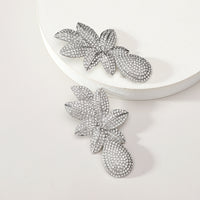 Rhinestone Floral Teardrop Dangle Earrings For Women Wedding Evening Party Prom Formal Luxury Statement Jewelry