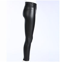 Plush Thick High Waist PU Slim Slim Leather Pants Slim Leggings