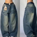 Design Sense American Retro Worn Looking Washed-out Jeans Fashion Brand Youth Wide Leg
