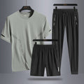 Men's Sports Short Sleeve  Pants Three-piece Thin Breathable