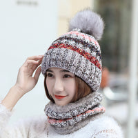 Color block bib knitted hat
