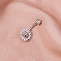 Exaggerated Personality Micro-inlaid Round Five-pointed Star Belly Button