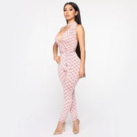 Printed sexy halter jumpsuit women