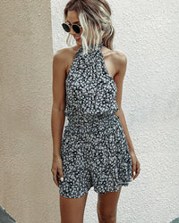 Floral halter strapless women's jumpsuit