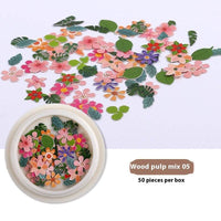 Nail Art Wood Pulp Slice Flower Mixed Nail Sticker DIY Accessories