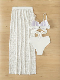 Swimsuit Elegant Gathered Long Skirt Bikini Three Pieces