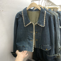 Vintage Lace Stitching Jacket Short Top