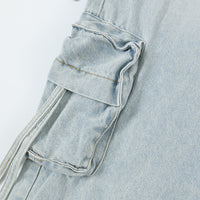 Men's Light Color And Water Scrubbing Cargo Jeans
