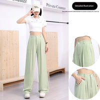 Women's Lightweight High-waisted Loose-fit Ice-silk Wide-leg Pants