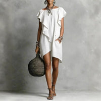 Women's Casual Short-Sleeve Solid Color Dress