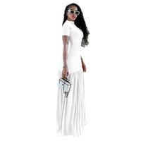 Solid-color Womens Elegant Round-neck Dress