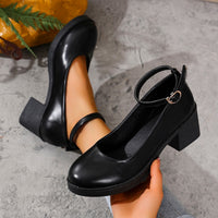 Womens Roundtoe Lowcut Chunkyheel Shoes