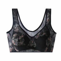 Mesh Floral Print Comfortable Wireless Bra Underwear