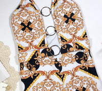 Swimsuit with printed cutout straps