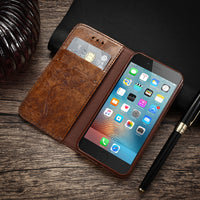 Compatible with Apple, Luxury Retro Leather Cover Flip Case For iPhone/ Samsung Galaxy