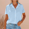 Lapel Cotton And Linen Casual Shirt For Women