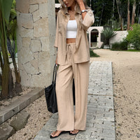Womens Casual Elegant Loose-fitting Long-sleeve Set
