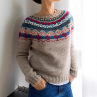 Women's Round-neck Color-block Loose Sweater