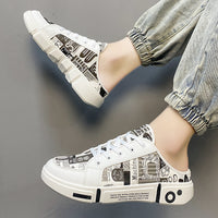 Summer Half Slippers Men's Height Increasing Closed Toe Casual Breathable Heelless Lazybones' Shoes