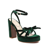 French-style Open-toe Block-heel Sandals With A Bow-cutout Strappy Design