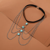 European And American Creative Love Turquoise Tassel Leg Chain