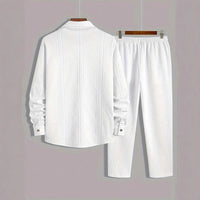 Men's Solid-Colored Casual Simple Loose Set With Lapel