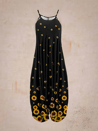 Printed Harem Hanging Crotch Jumpsuit