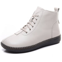 Women's Genuine Leather Soft-soled Lightweight Flat Ankle Boots
